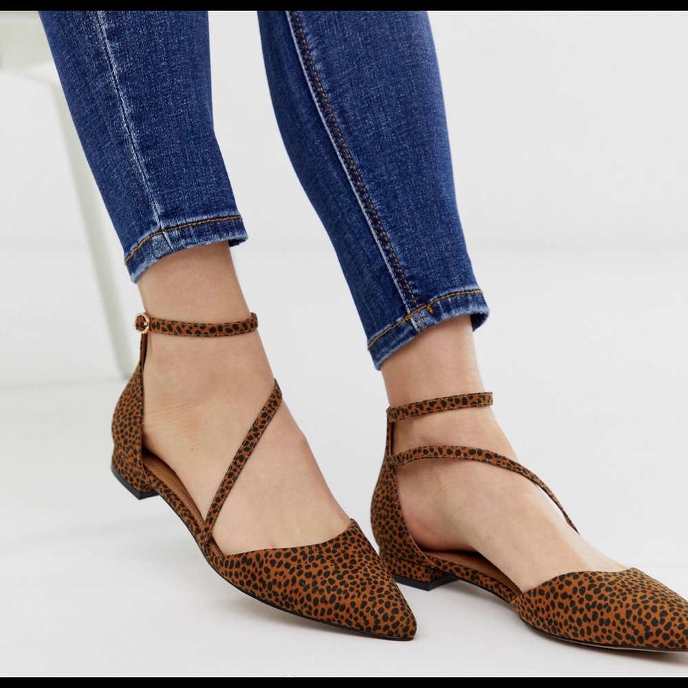 ASOS DESIGN pointed ballet flats in cheetah